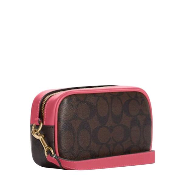 Coach Jamie Wristlet Purse Varsity Signature Canvas Brown Pink - Picture 4 of 5